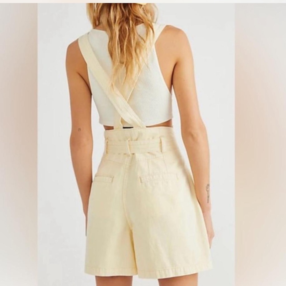We The Free free people yellow overall suspenders shorts - Picture 2 of 8